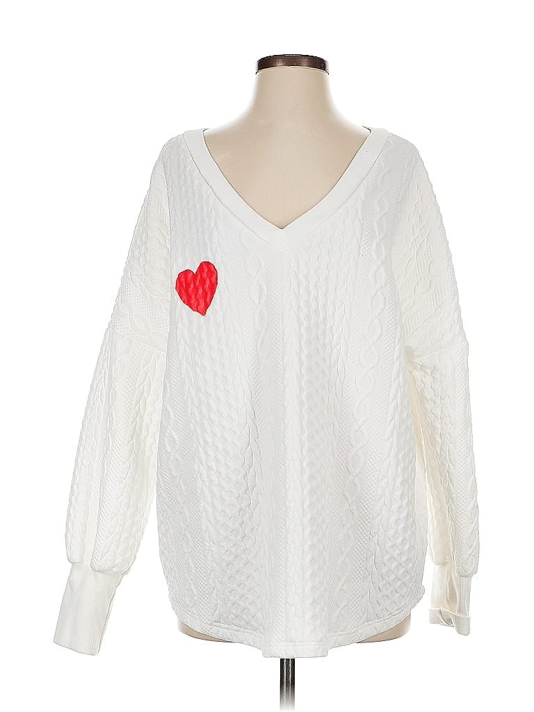 Pre-owned Unbranded Pullover Sweater In White