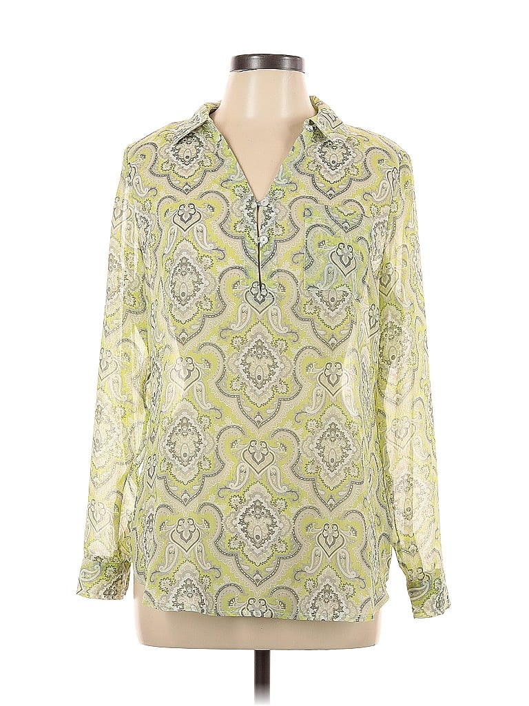 Pre-owned Liz Claiborne Long Sleeve Blouse In Green