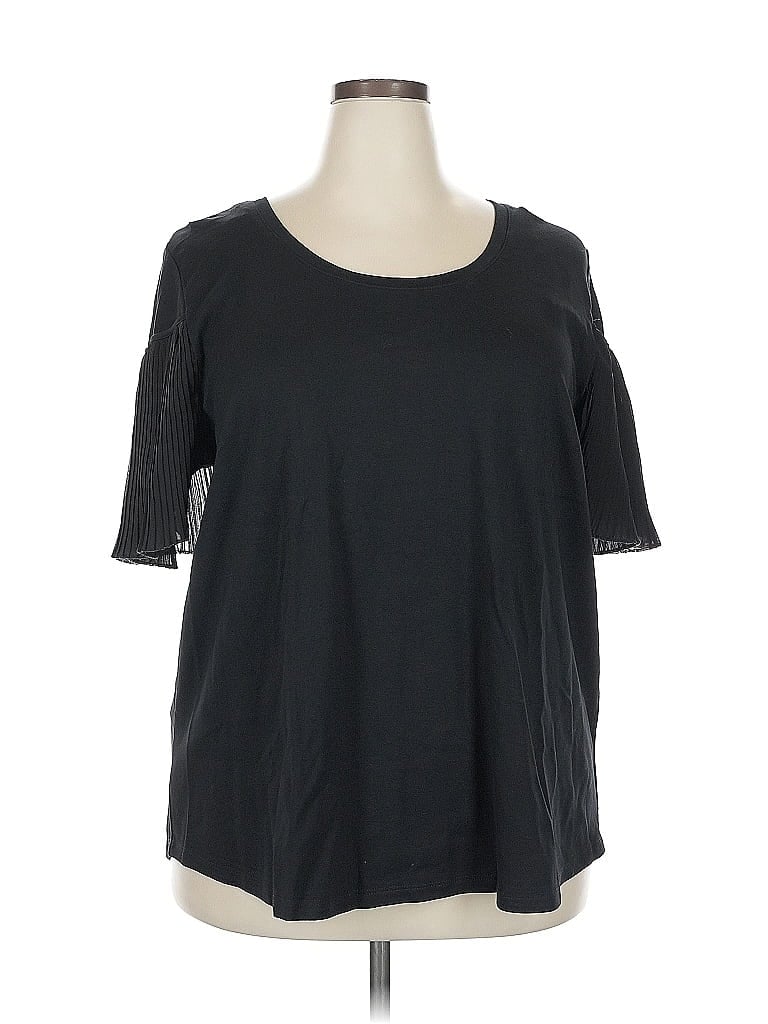 ELOQUII Pre-owned Short Sleeve Top Black Crew Neck Tops