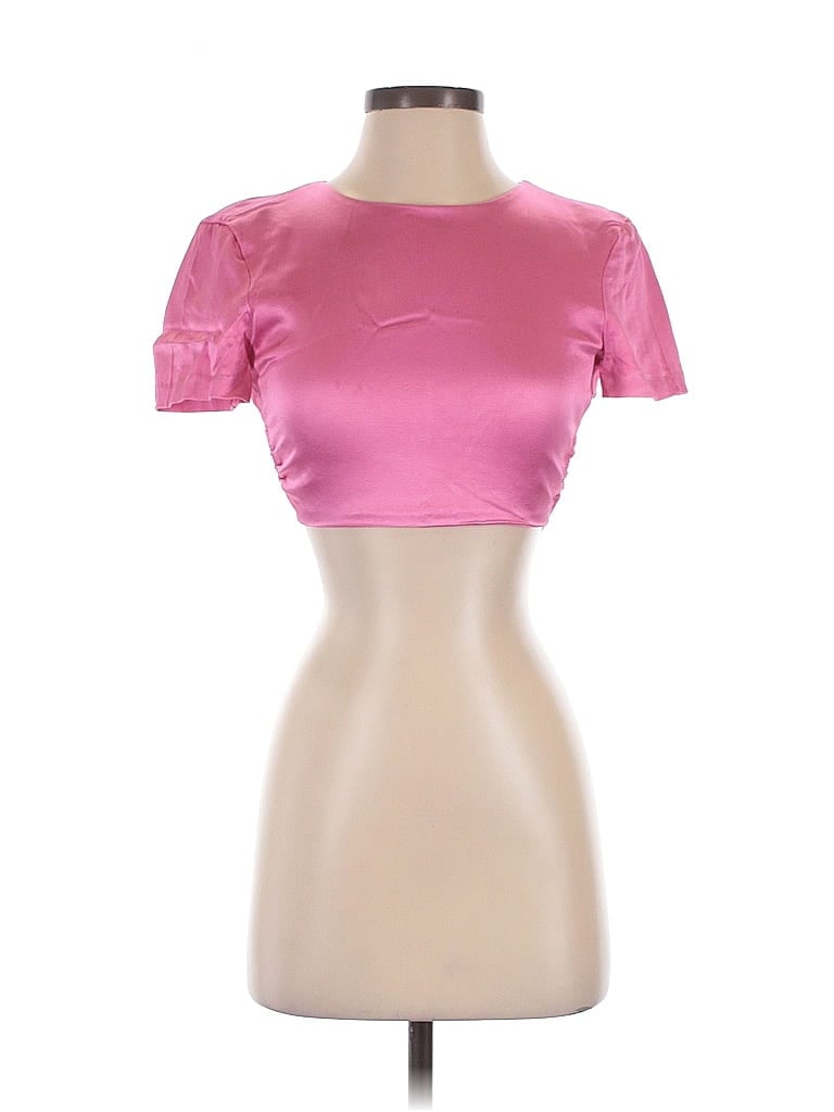 Click to view more detailed imagery on our partner's website Pre-owned Zara Short Sleeve Top Pink Sweetheart Neckline Tops
