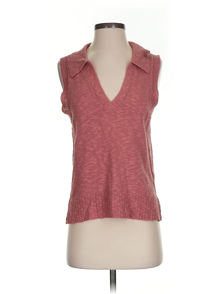 Pre-owned Jamison Sweater Vest In Burgundy