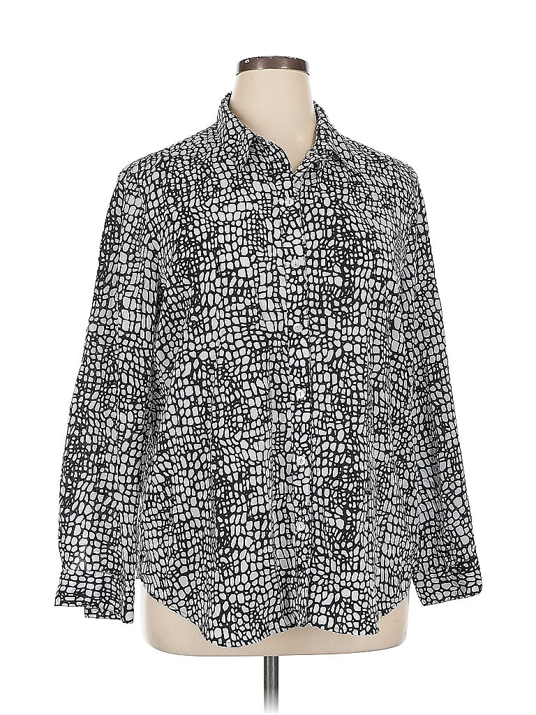 Pre-owned Chico's Long Sleeve Blouse In Silver