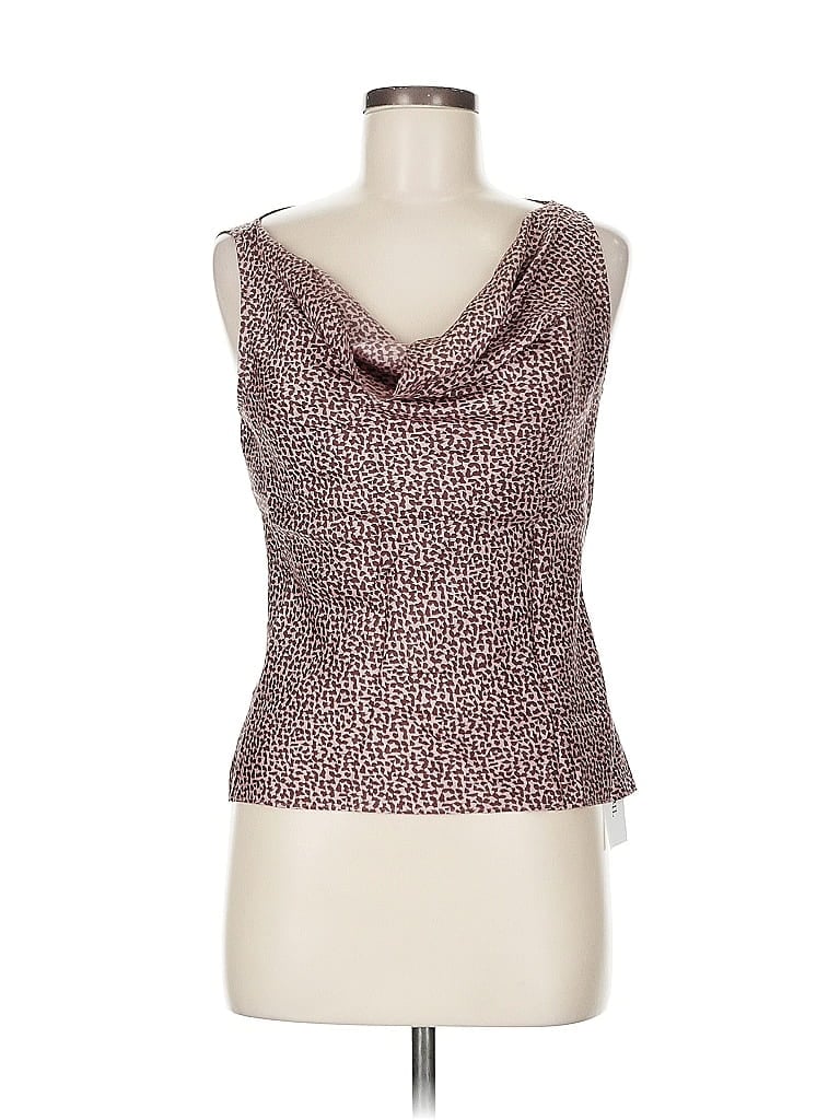 Pre-owned Lafayette 148 Sleeveless Top Burgundy Cowl Neck Tops