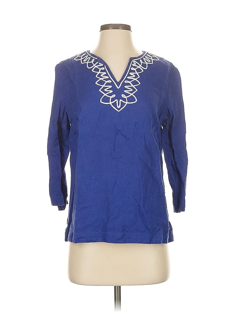 Pre-owned Talbots Outlet 3/4 Sleeve Blouse In Blue