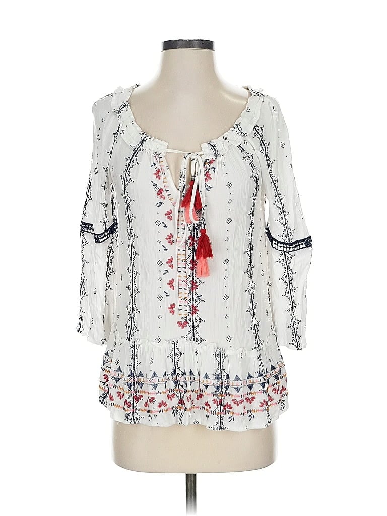 Click to view more detailed imagery on our partner's website Pre-owned Knox Rose 3/4 Sleeve Blouse In White