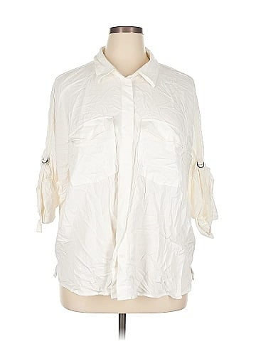 H&M L.O.G.G. 3/4 Sleeve Button-Down Shirt (view 1)