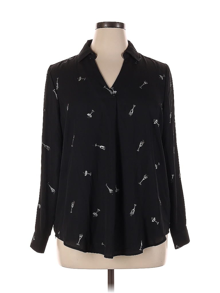 Maurices Long Sleeve Blouse In Black