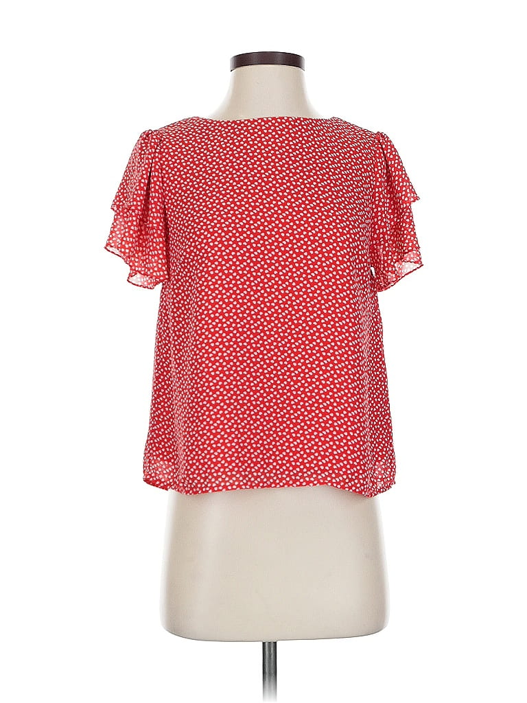 Pre-owned Aqua Short Sleeve Blouse In Red