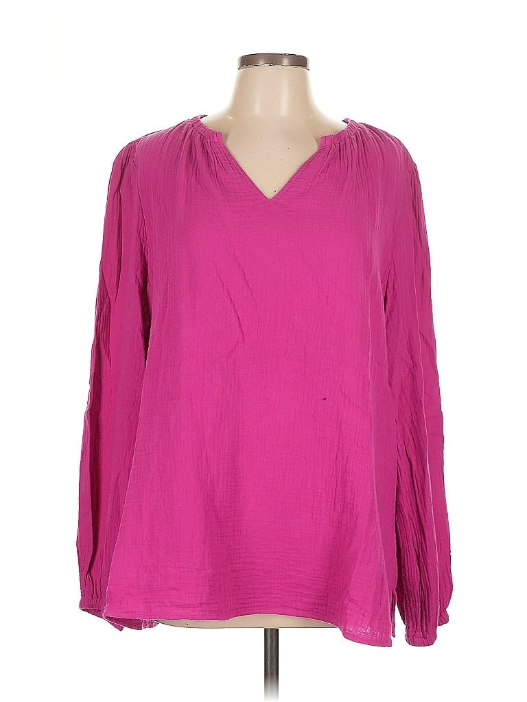 Pre-owned Belle By Kim Gravel Long Sleeve Blouse In Pink