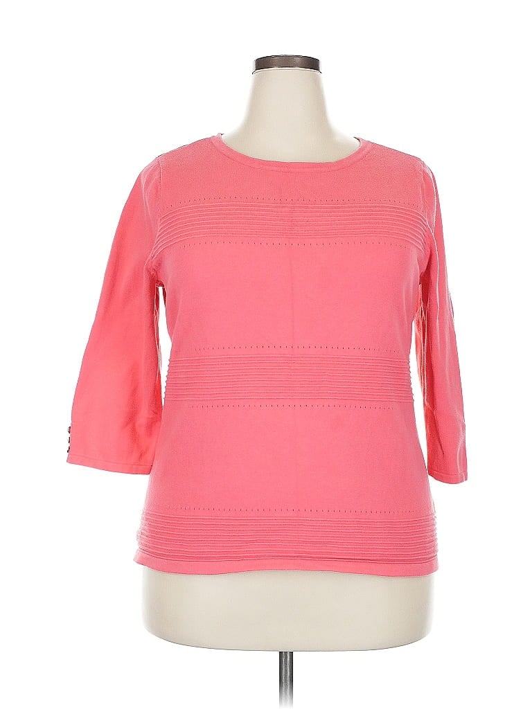 Pre-owned Karen Scott 3/4 Sleeve T-shirt In Pink