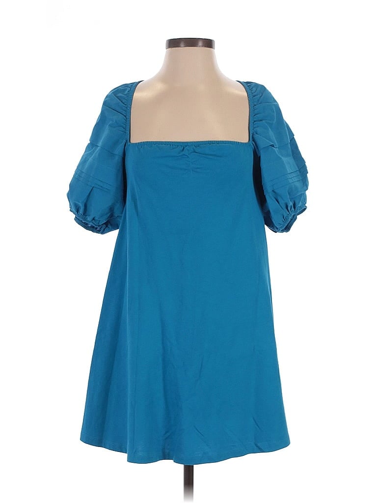 Click to view more detailed imagery on our partner's website Pre-owned Zara 3/4 Sleeve Top Teal Strapless Neckline Tops In Blue