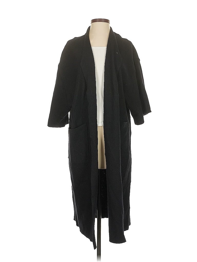 Pre-owned Eileen Fisher Wool Coat In Black