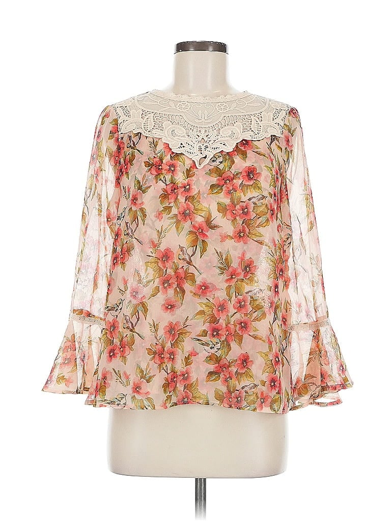 Pre-owned Disney Lc Lauren Conrad 3/4 Sleeve Blouse In White