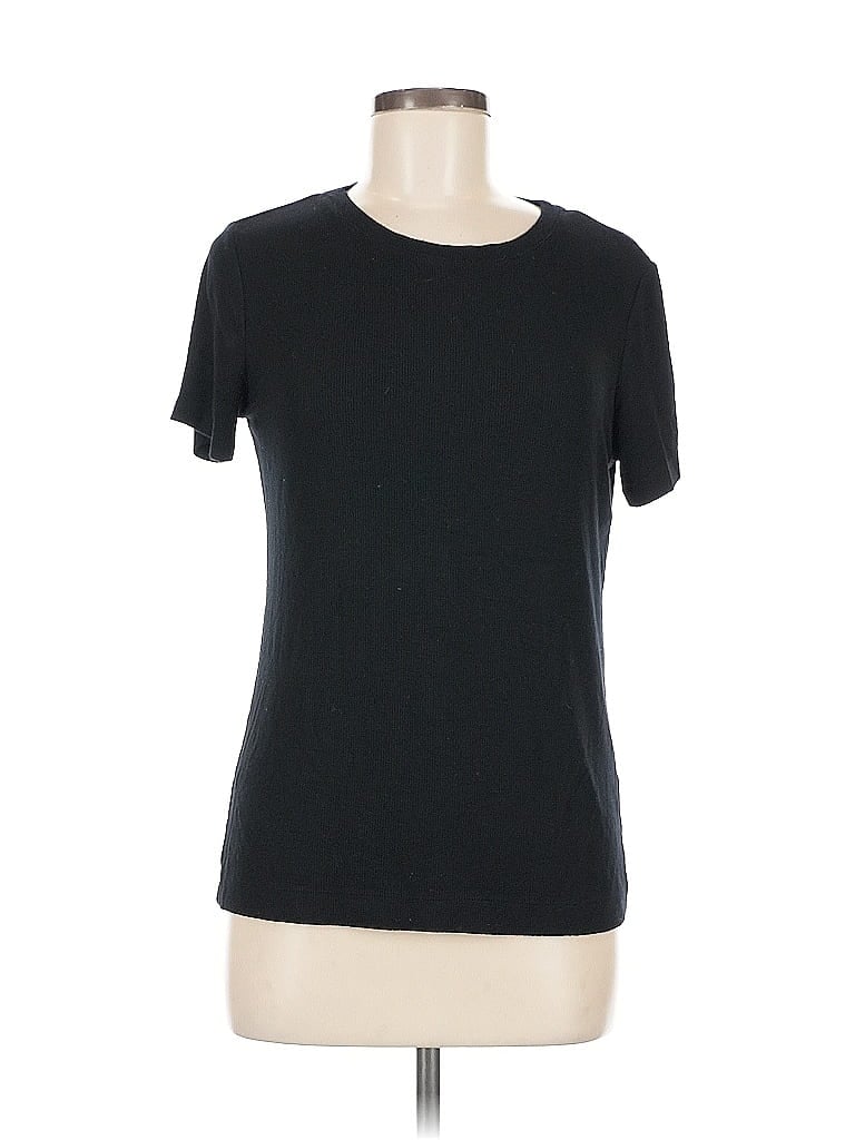 Pre-owned Three Dots Short Sleeve T-shirt In Black