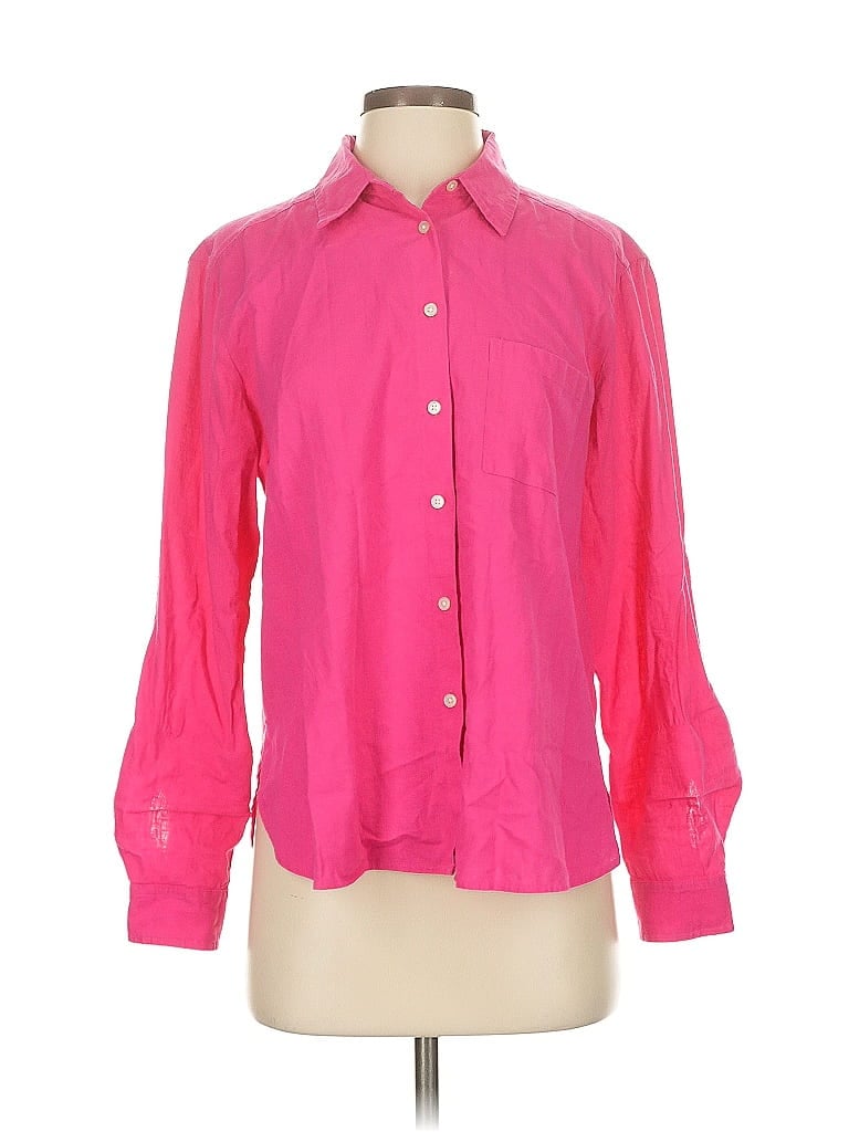 Pre-owned Ann Taylor Loft Long Sleeve Button Down Shirt In Pink