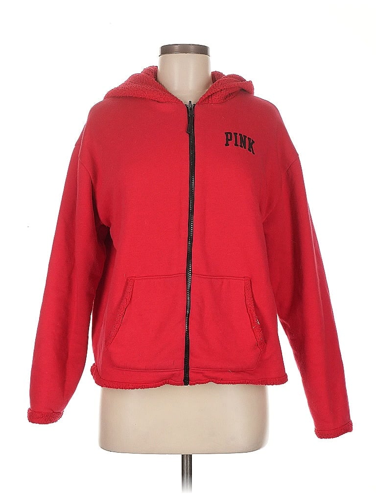 Pre-owned Ann Taylor Loft Zip Up Hoodie In Red