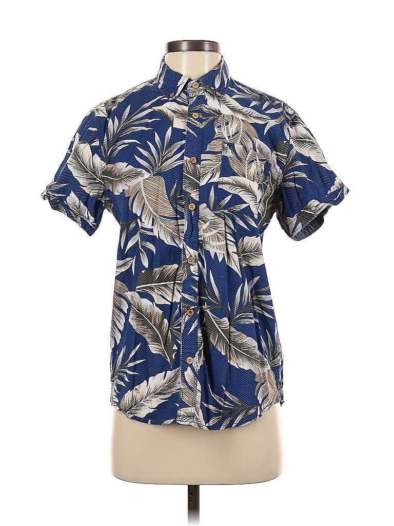 Pre-owned Unbranded Short Sleeve Button Down Shirt In Blue