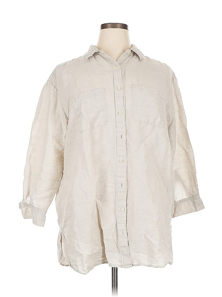 Pre-owned Style & Co 3/4 Sleeve Button Down Shirt In Brown