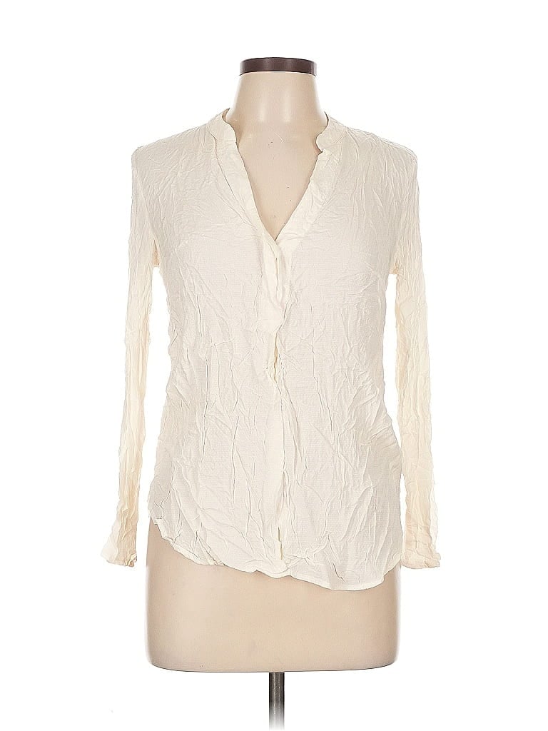 Pre-owned H&m Long Sleeve Blouse In White
