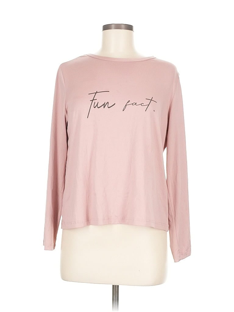 Pre-owned Unbranded Long Sleeve Top Pink Boatneck Tops