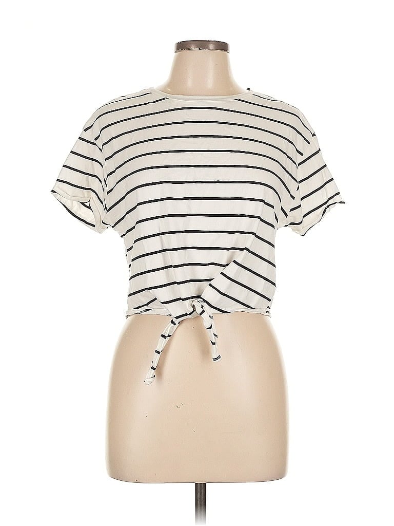 Click to view more detailed imagery on our partner's website Pre-owned Unbranded Short Sleeve Top Ivory Keyhole Neckline Tops In White