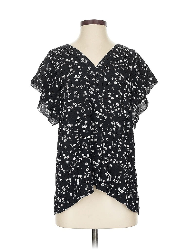 Pre-owned Sanctuary Short Sleeve Blouse In Black