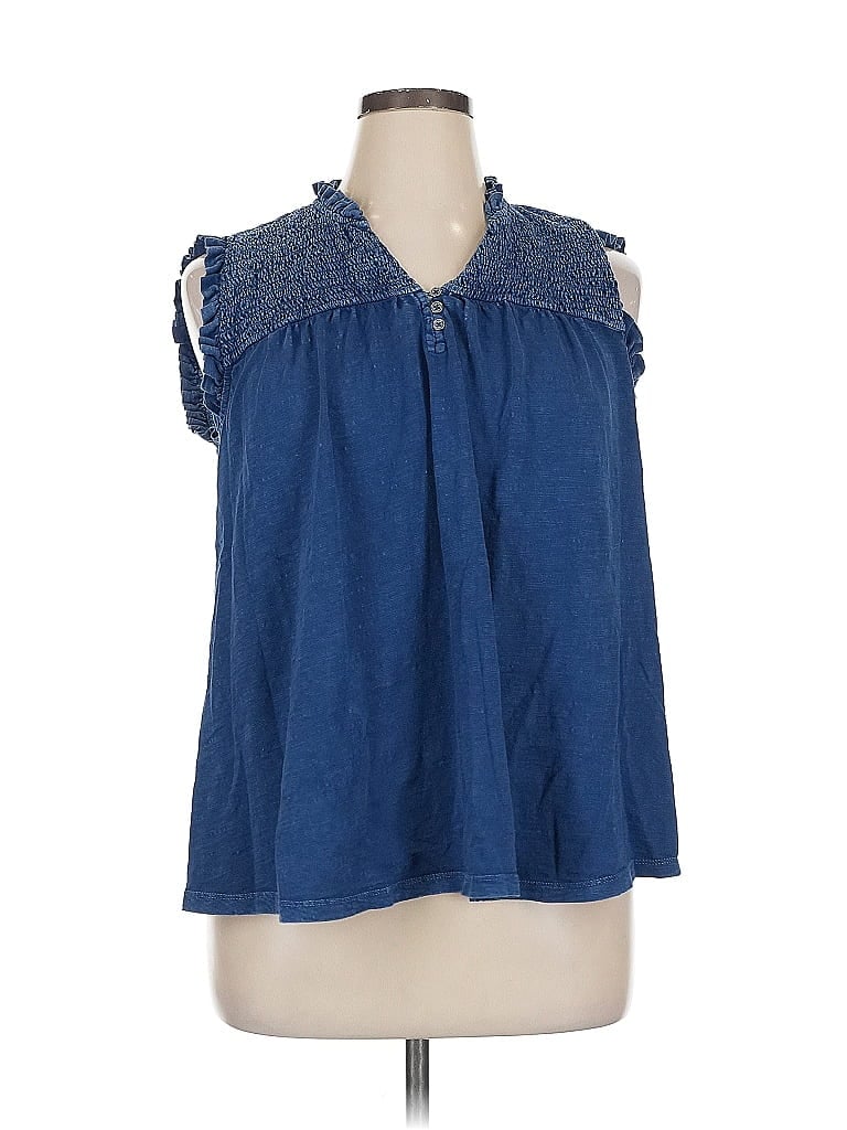 Pre-owned Lane Bryant Tank Top Blue Cold Shoulder Neckline Tops