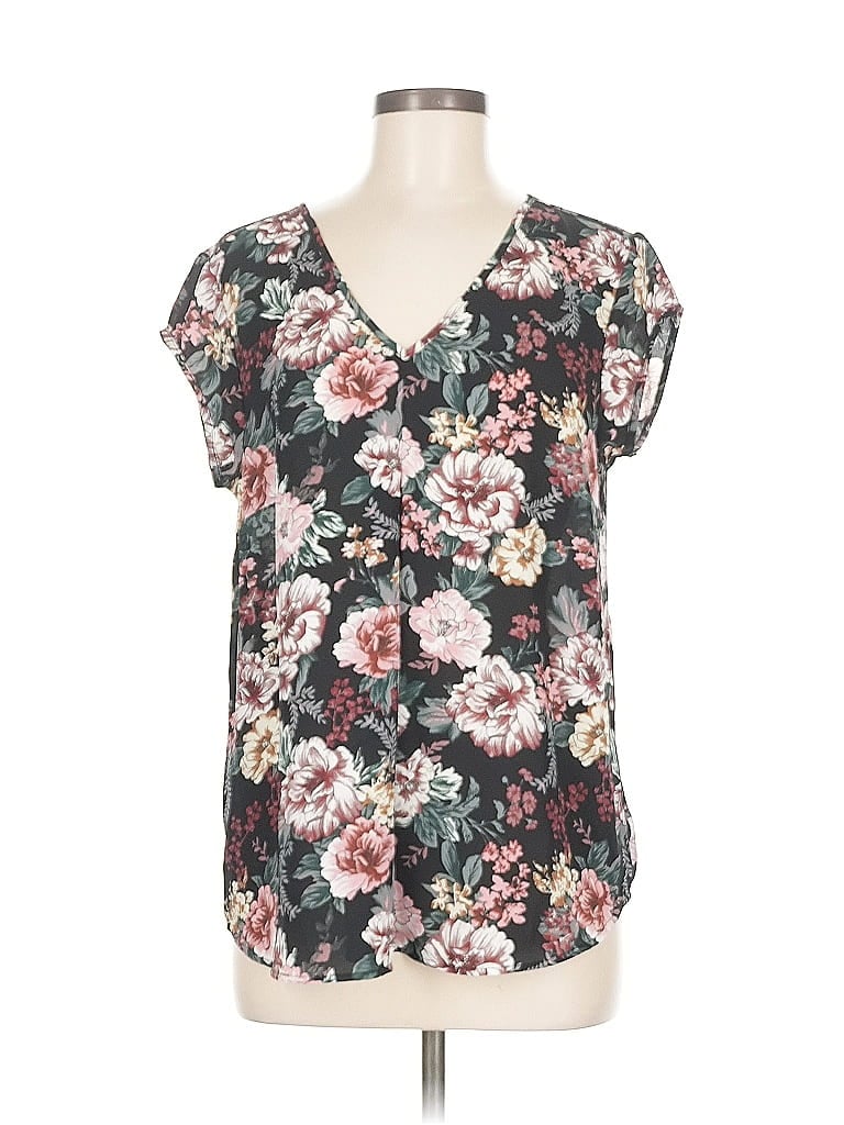 Pre-owned Halogen Short Sleeve Blouse In Black