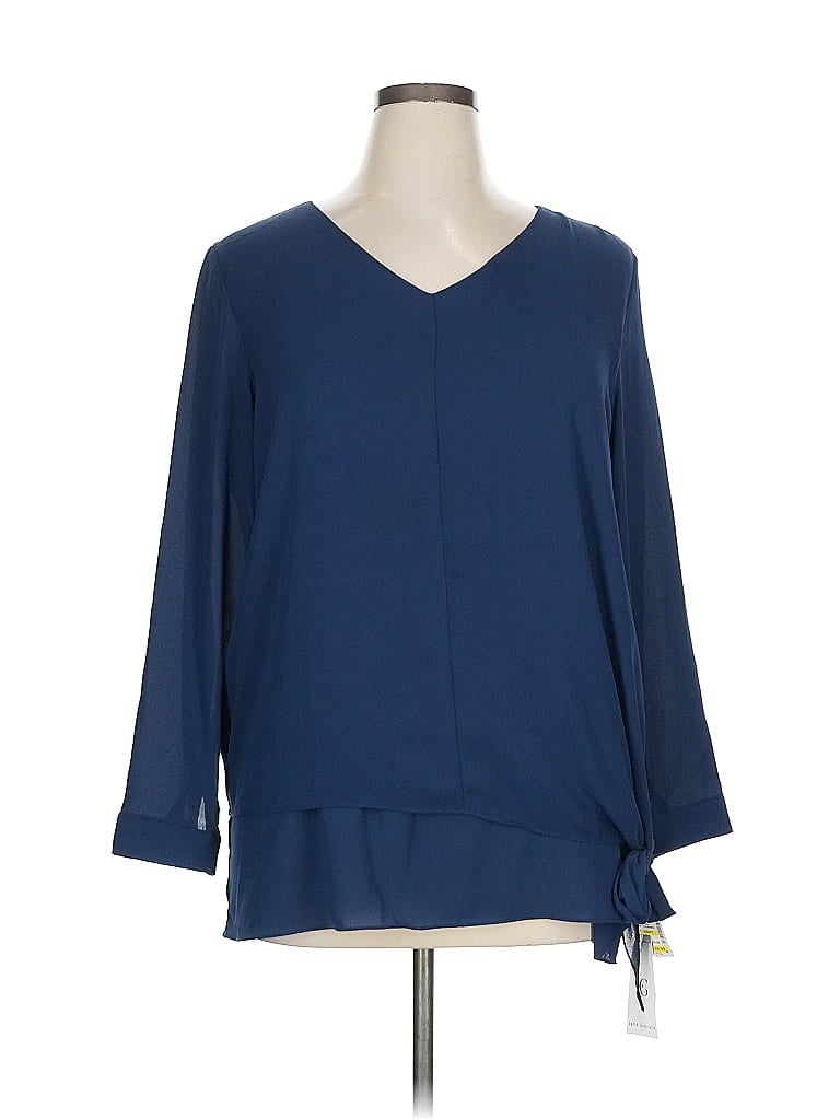 Pre-owned Lena Gabrielle 3/4 Sleeve Blouse In Blue