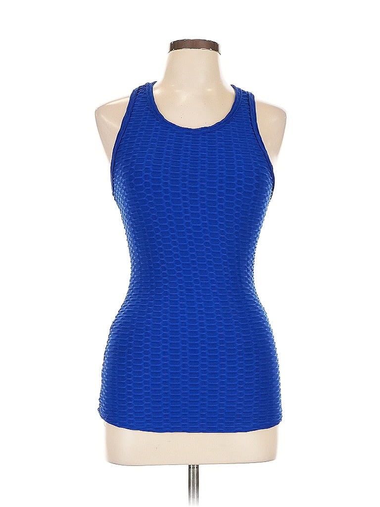 Pre-owned Unbranded Tank Top Blue Halter Neckline Tops