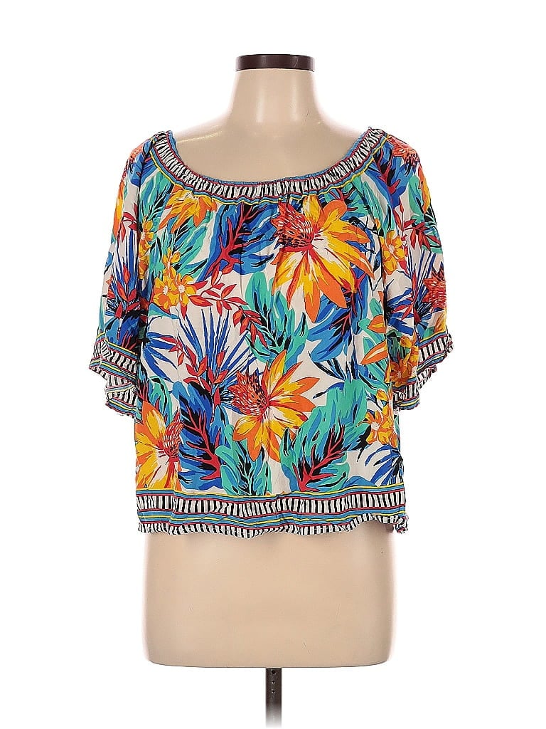 Pre-owned Free Market By Flying Tomato Short Sleeve Blouse In Blue