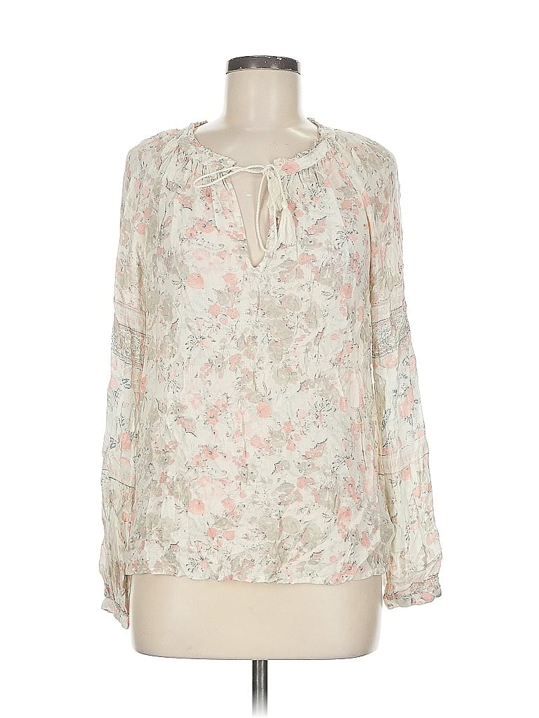 Pre-owned Lucky Brand Long Sleeve Blouse In White