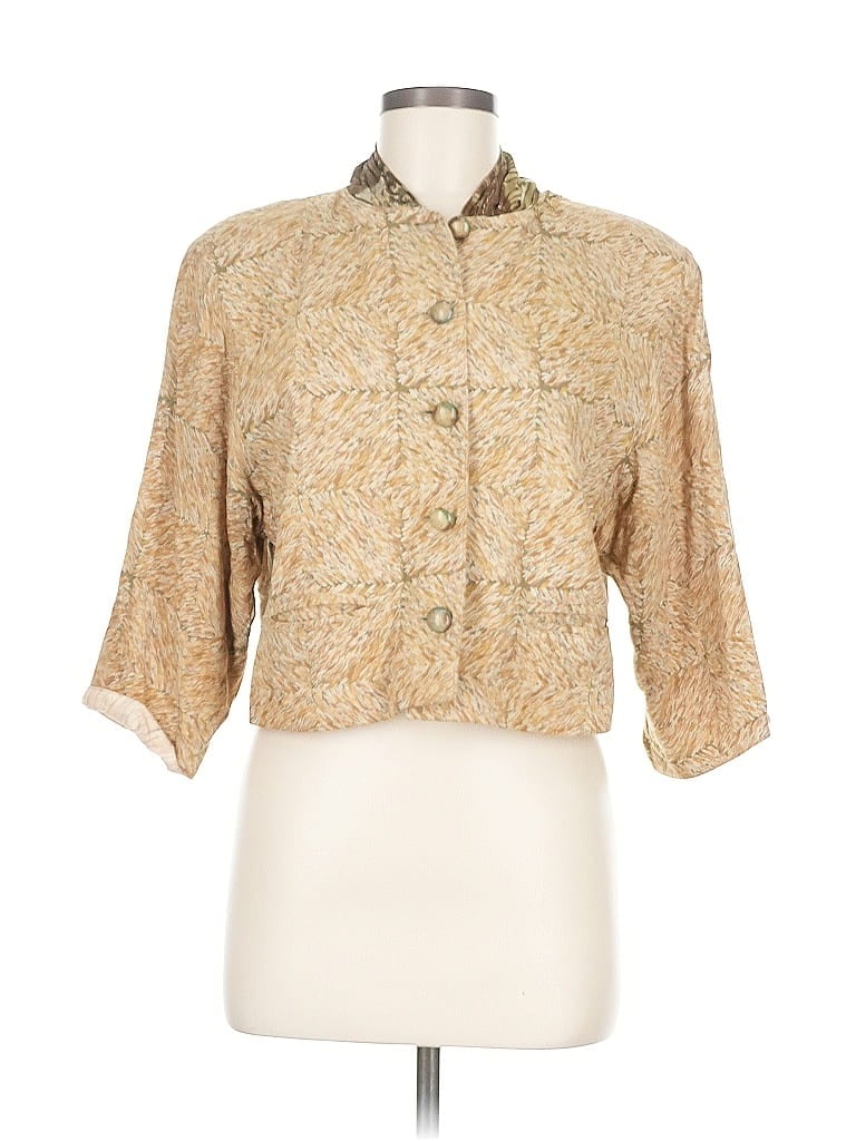 Pre-owned Platinum 3/4 Sleeve Button Down Shirt In Brown