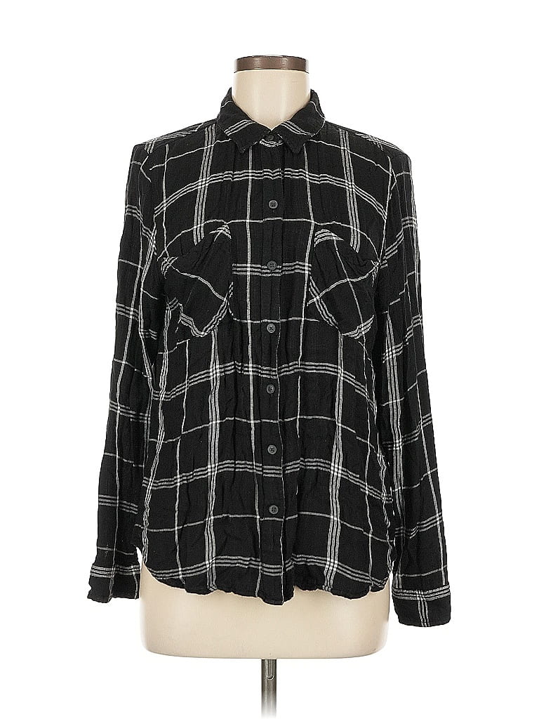 Pre-owned Lucky Brand Long Sleeve Button Down Shirt In Black