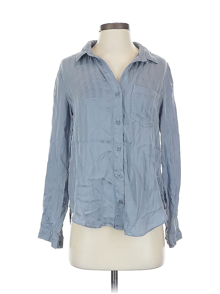 Pre-owned Cloth & Stone X Anthropologie Long Sleeve Button Down Shirt In Blue