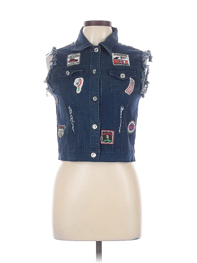 Pre-owned Unbranded Denim Vest In Blue