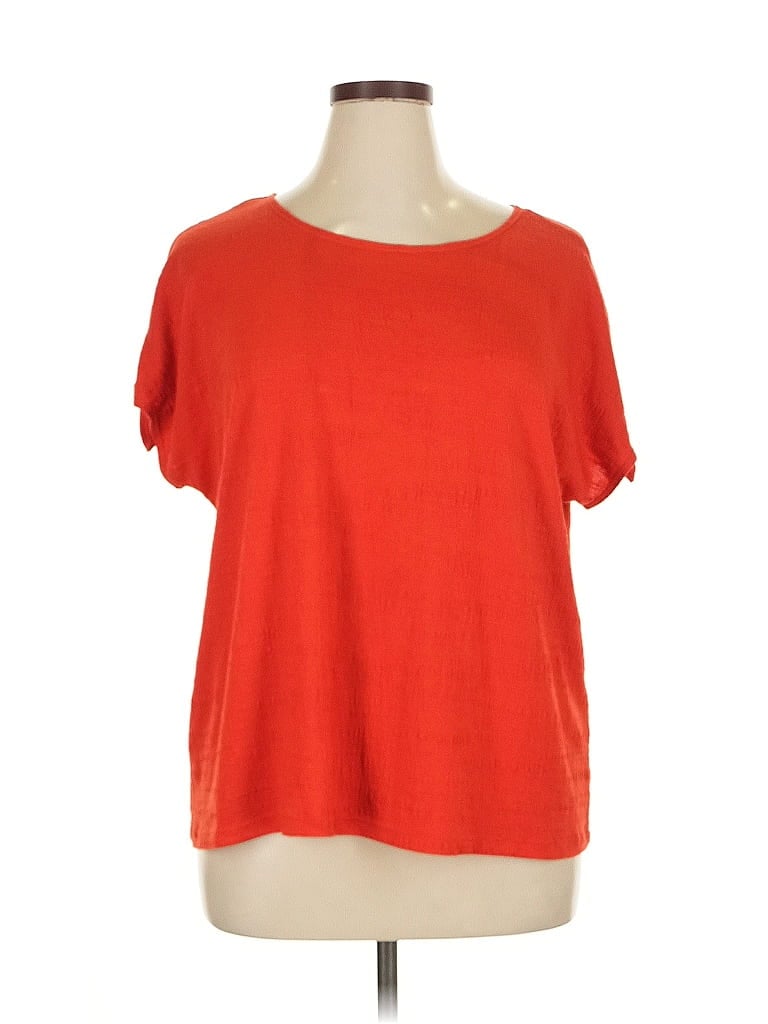 Pre-owned Max Studio Short Sleeve Top Orange Scoop Neck Tops