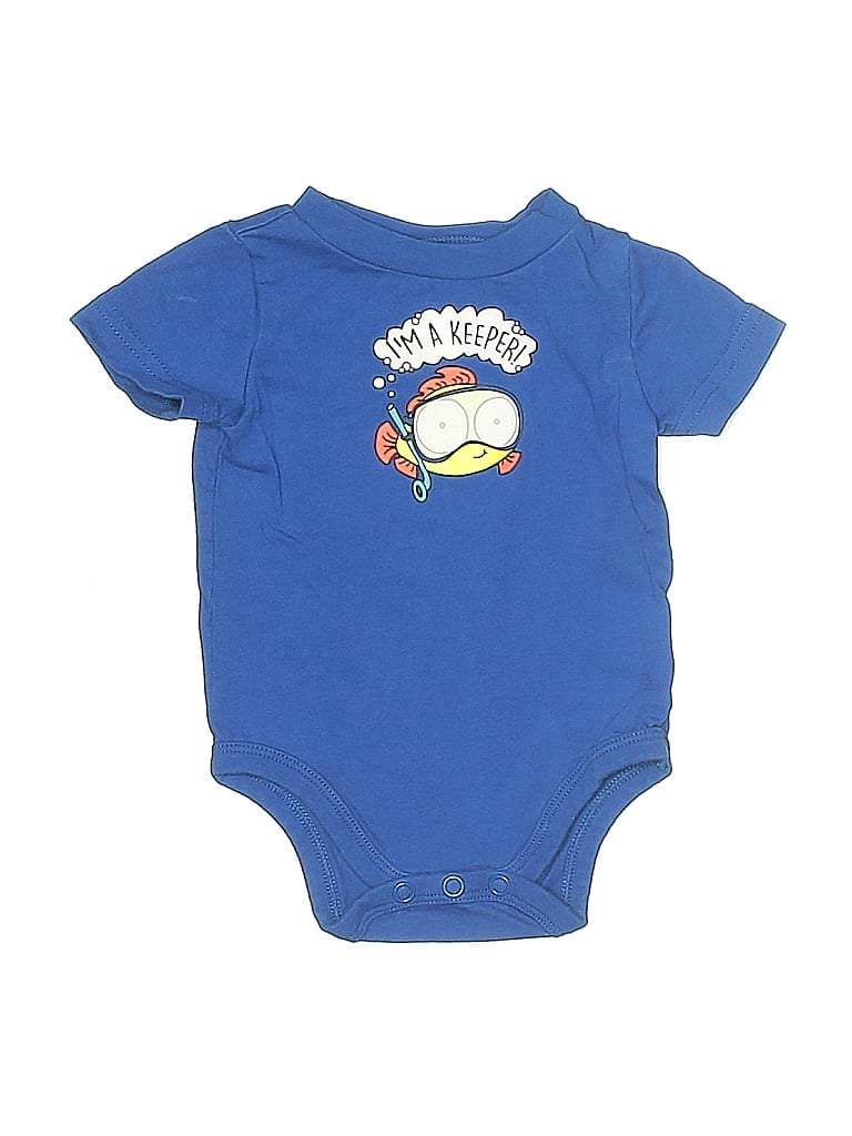 Pre-owned Okie Dokie Babies' Short Sleeve Onesie In Blue