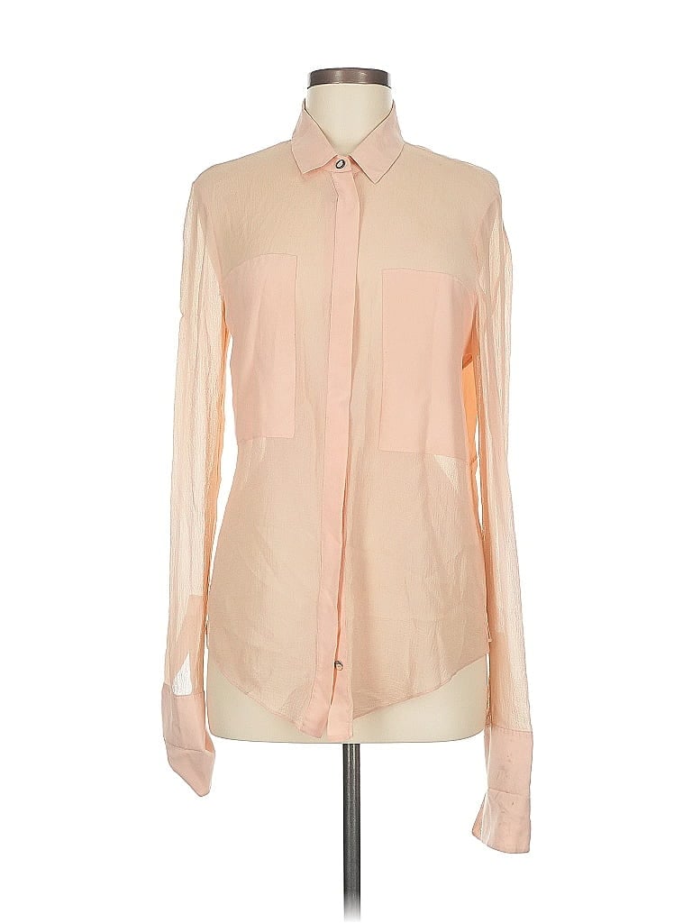 Pre-owned Alexander Wang T Long Sleeve Silk Top Ivory Tie Neck Tops In White