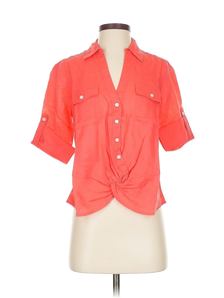 Inc International Concepts Short Sleeve Blouse In Red