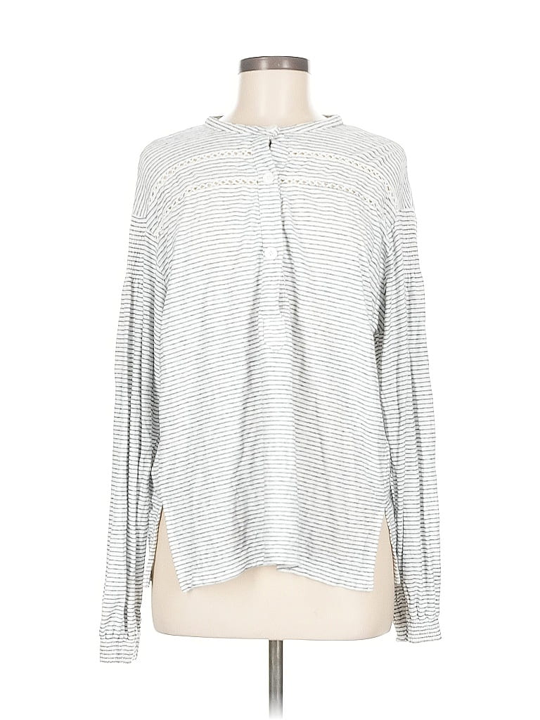 Pre-owned Wrap Long Sleeve Henley Shirt In Silver