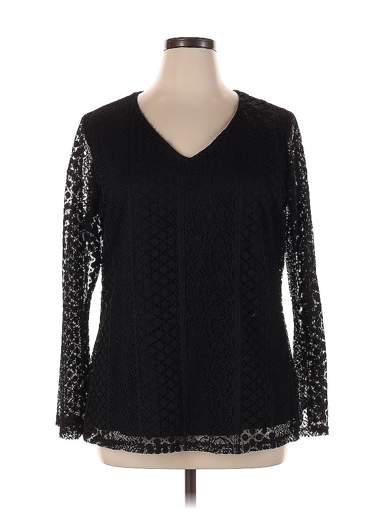 Pre-owned Lane Bryant Long Sleeve Blouse In Black