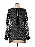 Derek Lam 100% Silk Black Green Long Sleeve Silk Top Size 0 - photo 1