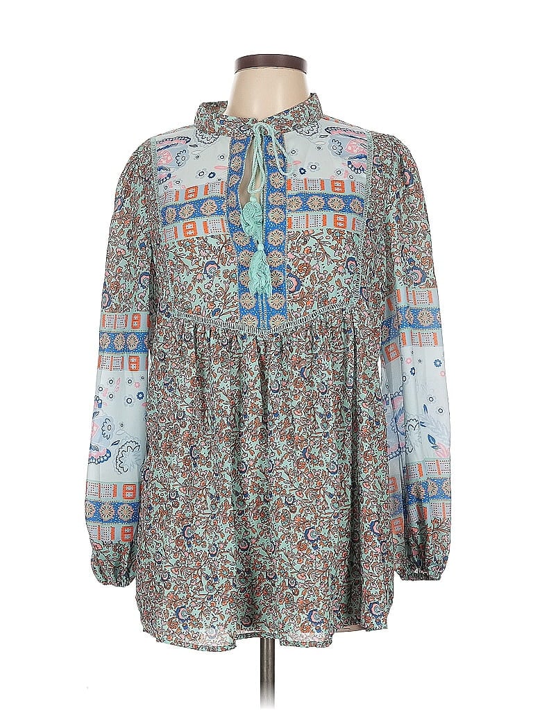 Pre-owned Unbranded Long Sleeve Blouse In Blue