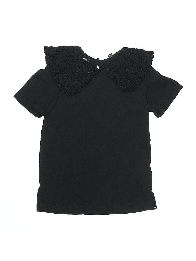 Pre-owned Scotch & Soda Kids' Short Sleeve Top Black Ruffles Neckline Tops