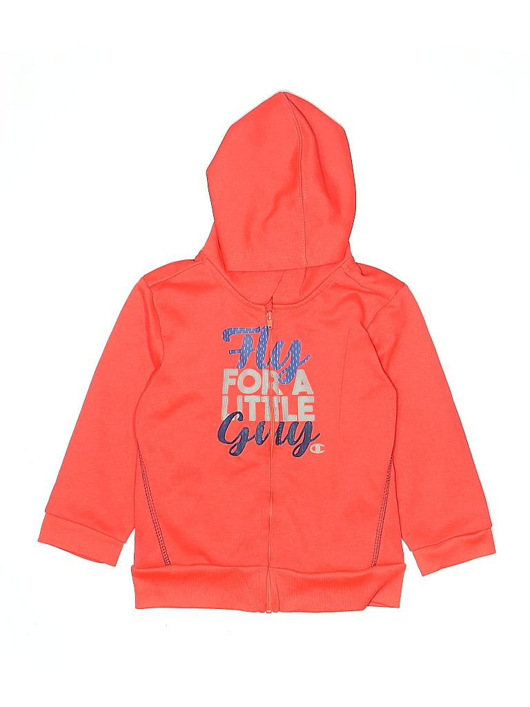 Pre-owned Champion Kids' Zip Up Hoodie In Orange