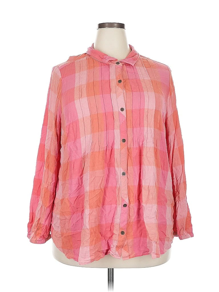 TERRA & SKY Pre-owned Long Sleeve Button Down Shirt In Pink