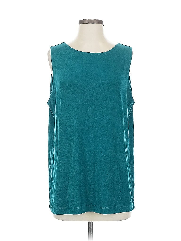 Pre-owned Unbranded Sleeveless Top Teal Scoop Neck Tops In Blue