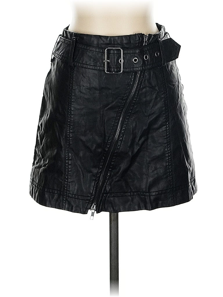 Pre-owned Free People Faux Leather Skirt In Black