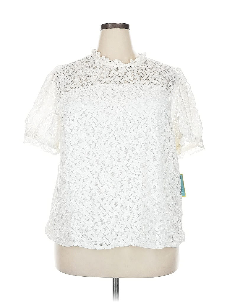 Pre-owned Cece Short Sleeve Blouse In White